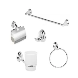 Set accessori bagno 5 pezzi cromato e vetro satinato - Linea Facile