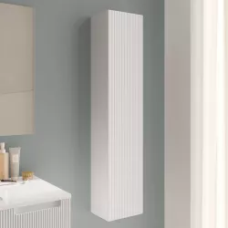 Mobile bagno 100 cm bianco opaco cannettato con lavabo e specchio - Gaia