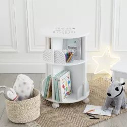 Libreria per bambini con ruote D 40 cm in legno bianco e grigio - Kids