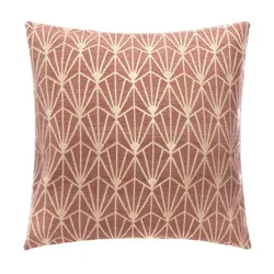 Copricuscino 40x40 cm in ciniglia rosa con motivo beige