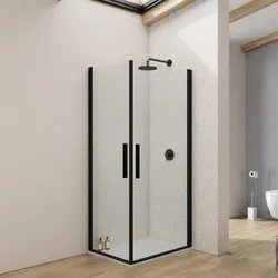 Box doccia 70x80 cm doppio battente con vetro temperato trasparente e profilo nero opaco 195h - Nilo