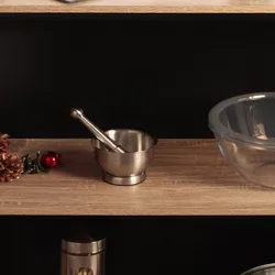 Set mortaio e pestello rotondo 12 cm in acciaio inox cromo