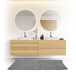Tappeto da bagno 120x50 cm con lavorazione a spiga grigio
