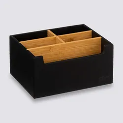 Organizer da scrivania 20x15 cm in legno nero e naturale - Smartlab