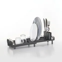 Scolapiatti allungabile 28-50x19 cm in acciaio inox e polipropilene nero
