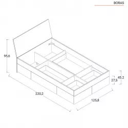 Letto una piazza e mezza 120x200 cm in legno bianco lucido - Boras night