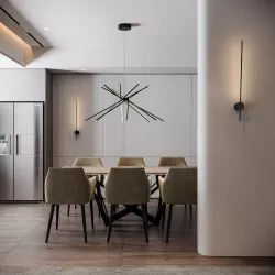 Set lampada da soffitto 160 cm e 2 applique a luce calda in alluminio nero goffrato