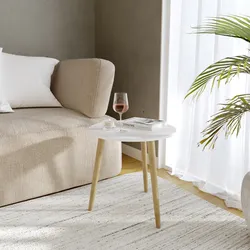 Tavolino 40x40h cm bianco con gambe in legno - Esema