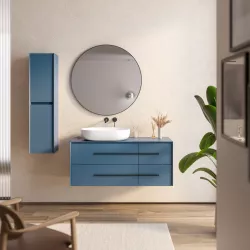 Mobile bagno sospeso 120 cm portalavabo blu navy con specchio - Riven