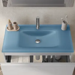 Lavabo ad incasso 80x46 cm in vetro blu opaco - Glade