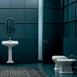 Sanitari classici bagno completo wc bidet e lavabo con colonna Azzurra Giunone