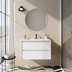 Mobile bagno sospeso 80 cm bianco opaco con specchio - Irvi