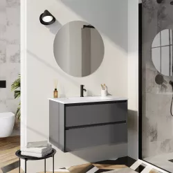 Mobile bagno sospeso 80 cm grigio notte con specchio - Irvi