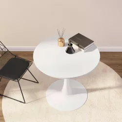 Tavolo da pranzo rotondo 80 cm in legno bianco - Tulipano