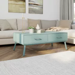 Tavolino 110x55 cm in legno celeste con due cassetti - Enkart