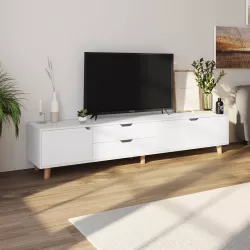 Mobile porta tv 186 cm in legno bianco lucido con ante e cassetti - Zylar