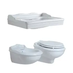 Sanitari sospesi con lavabo in ceramica serie JUBILAEUM di Azzurra con sedile copri wc