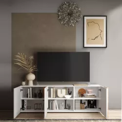 Napoli mobile porta tv 138x42x26,13 cm bianco opaco e rovere canadese -  Abitare