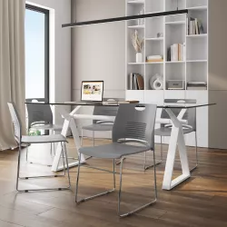 Set 5 sedie da ufficio in polipropilene grigio - Ceif