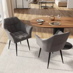 Set di 2 sedie per sala da pranzo rivestite in velluto poltrone soggiorno  antracite ML-Design