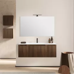 Mobile bagno sospeso 120 cm rovere wenge cannettato e specchio - Konai