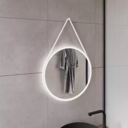 Specchio led Ø60 cm luce fredda con cornice bianca accensione touch - Artur