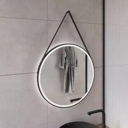 Specchio led Ø70 cm luce fredda con cornice nera e accensione touch - Artur
