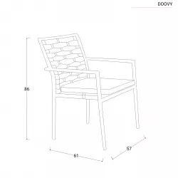 Set pranzo tavolo Ø 120-170x120 cm e 4 sedie con braccioli in alluminio  antracite - Doovy