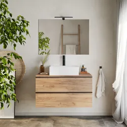 Mobile bagno con top 100 cm rovere africa con specchio - Yamir