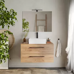 Mobile bagno con top 100 cm rovere africa con specchio - Maylin