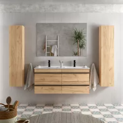 Mobile bagno sospeso 120 cm rovere africa con specchio - Jamal