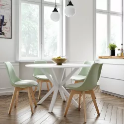 Set 4 sedie scandi verdi gambe in legno con cuscino - Alborg Plus