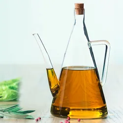 Bottiglia 20h cm per olio o aceto in vetro trasparente e tappo in sughero