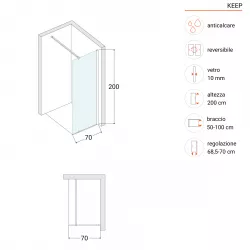 Base girevole GK70N per tv in vetro temp. nero fumè cm 70x32