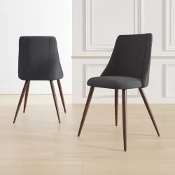 Set 2 sedie in tessuto antracite con gambe in metallo effetto legno - Iupak