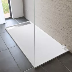 Piatto doccia 80x160 cm bianco effetto pietra riducibile - Trey