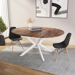 Tavolo ovale estensibile 130-170 cm rovere scuro con gambe bianche - Osjon