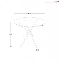 Tavolo 80 cm con piano in vetro e gambe oro - Tarble