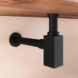 Sifone di scarico quadro per lavabo finitura nero opaco