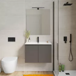 Mobile bagno sospeso 70 cm con doppia anta grigio storm - Compact