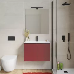 Mobile bagno sospeso 70 cm con doppia anta rosso brik - Compact