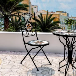 Sedia da giardino in metallo con decorazione con mosaico - Otranto