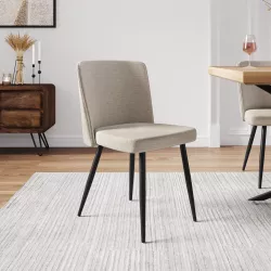 Sedia in tessuto beige e gambe in metallo nero - Strand