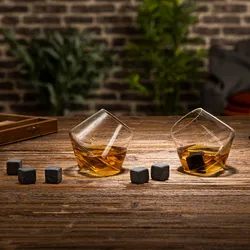 Set 2 calici da whisky in vetro con pietre refrigeranti