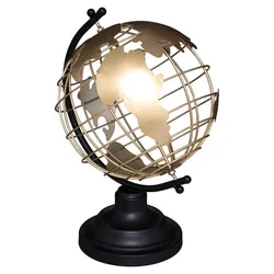 Mappamondo girevole 30h cm in metallo oro e nero
