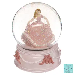 Sfera di neve rotonda 10 cm in vetro con carillon ballerina e musica - Kids