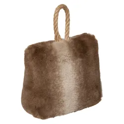 Fermaporta 17x8h cm in similpelliccia beige e marrone