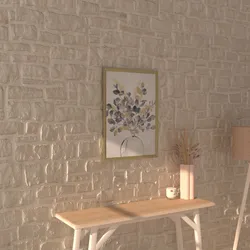 Decorazione da parete 50x70h cm in tessuto bianco e blu con cornice oro
