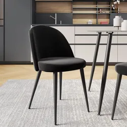 Sedia in velluto nero con gambe nere - Zyna