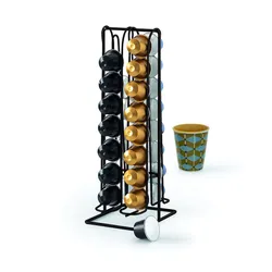 Portacapsule doppio 30h cm in acciaio nero